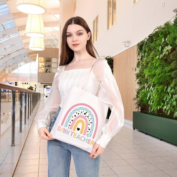 Deaf Education Tote Bag Canvas D/HH Teacher Gift ASL SPED Travel - Picture 4 of 7